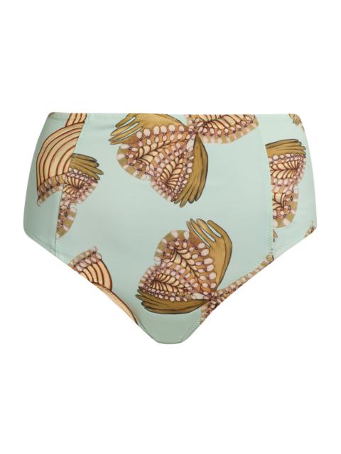 ULLA JOHNSON Women's Zahara High-Waisted Bikini Bottom - Water Blossoms