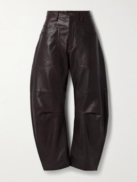 NILI LOTAN Shon Leather Barrel-leg Pants