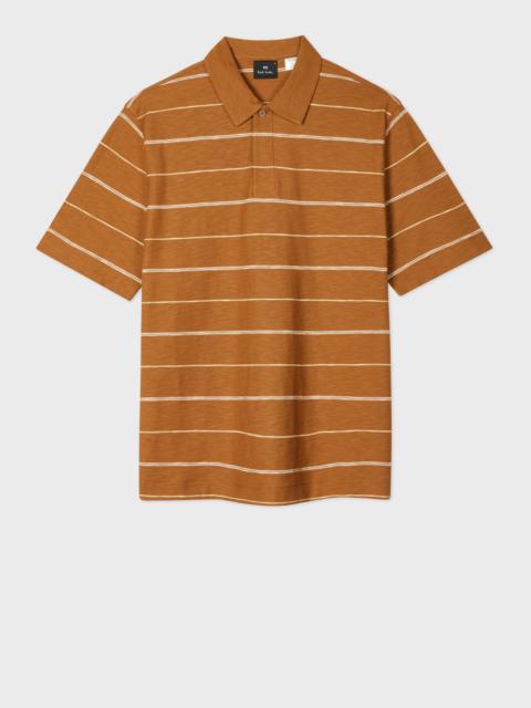 Paul Smith Brown Stripe Cotton Polo Shirt