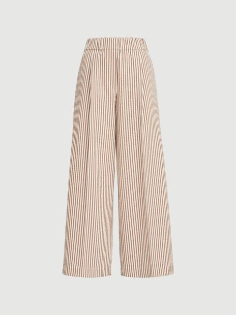 Brunello Cucinelli Techno cotton striped seersucker baggy track trousers with monili