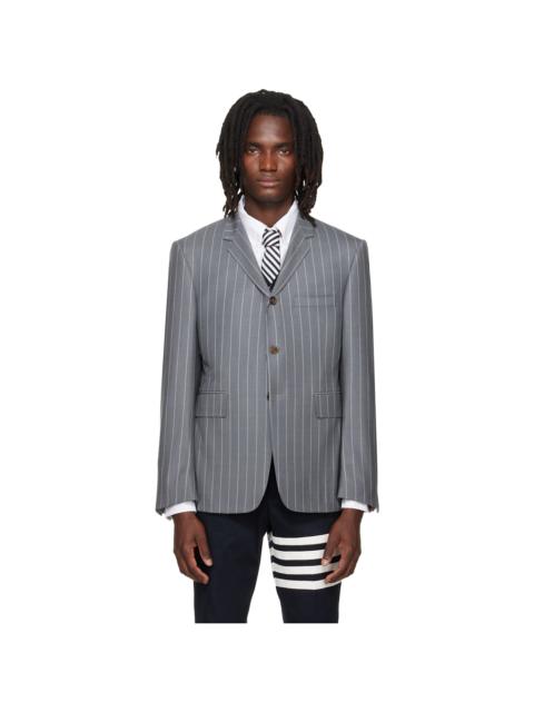 Thom Browne Gray Chalk Stripe Twill Sportcoat