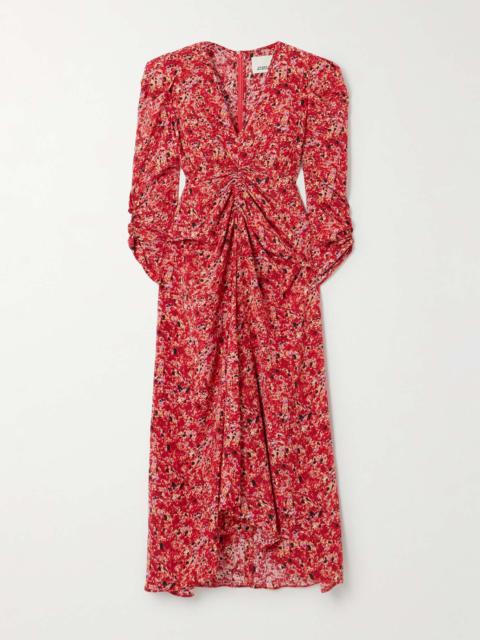 Isabel Marant Albini gathered printed silk-blend midi dress