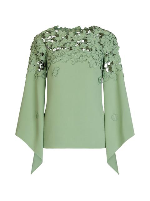 Oscar de la Renta long-sleeve embroidered blouse