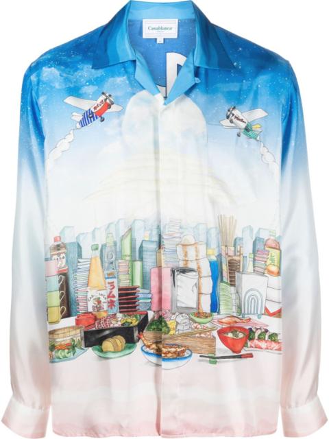 CASABLANCA Casa Cafe landscape-print silk shirt