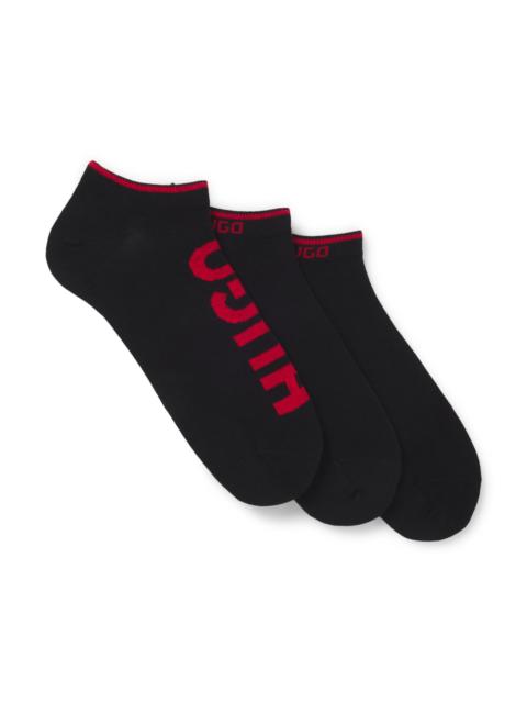 HUGO THREE-PACK OF ANKLE SOCKS WITH LOGOS