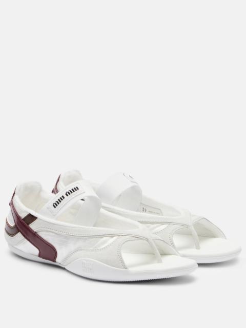 Miu Miu Gymnasium leather-trimmed thong sandals