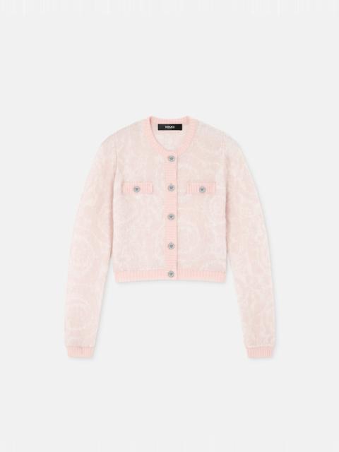 VERSACE Jacquard Mohair Knit Cardigan