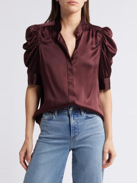 FRAME FRAME Gillian Silk Button-Up Shirt in Wine at Nordstrom