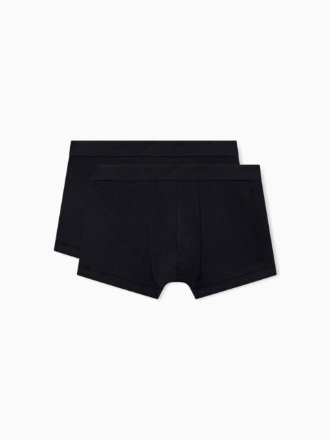 EMPORIO ARMANI TWO-PACK PIMA COTTON TRUNKS WITH AN EMBOSSED LOGO WAISTBAND