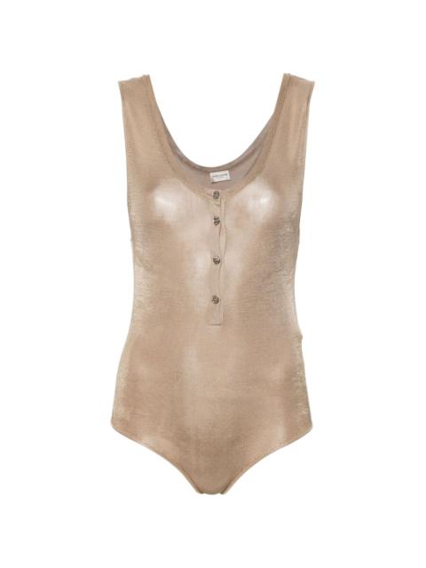 scoop-neck silk bodysuit