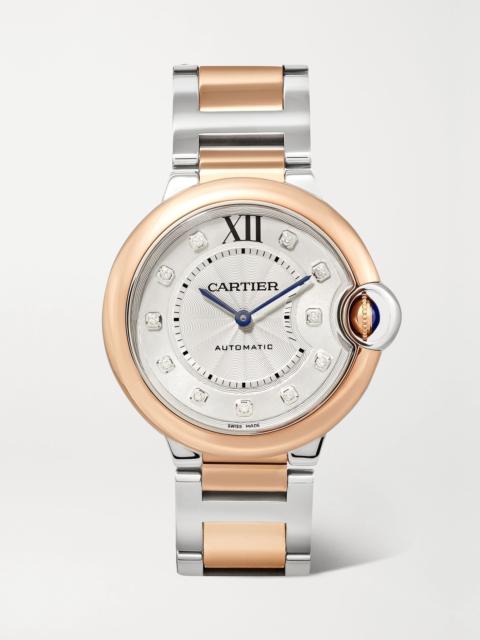Cartier Ballon Bleu de Cartier Automatic 36mm 18-karat rose gold, stainless steel and diamond watch White