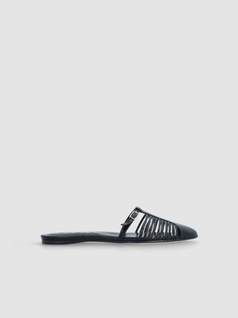 BY FAR OSIP BLACK CREASED CALF LEATHER MULE