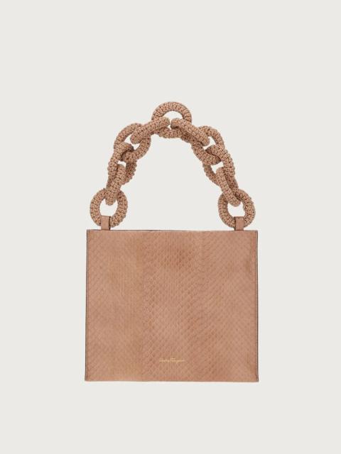 FERRAGAMO LEATHER CHAIN POUCH