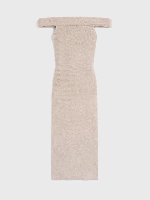 Off-shoulder roll knit dress frost