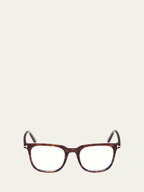 TOM FORD Blue Filtering Acetate Square Glasses With Clip-On Sun Lenses