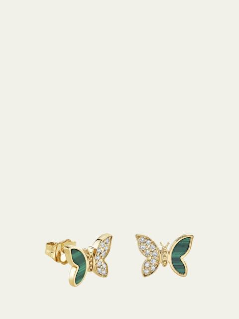 SYDNEY EVAN 14K Yellow Gold Diamond and Malachite Butterfly Earring, Single