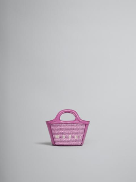 TROPICALIA MICRO BAG IN LILAC LEATHER AND RAFFIA