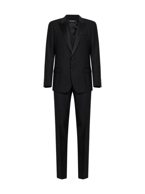 Dolce & Gabbana Black virgin wool and silk three-piece tuxedo suit