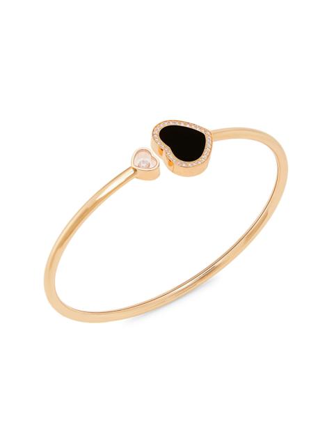 Chopard Women's Happy Diamonds Happy Hearts 18K Rose Gold, 0.19 TCW Diamond & Onyx Bangle - Black Onyx