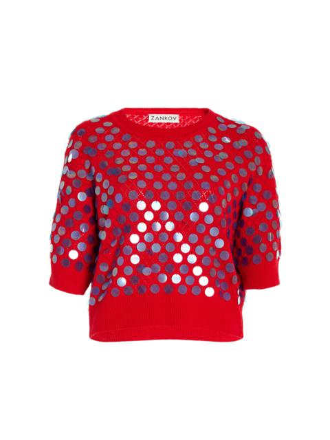 ZANKOV Edoardo Pailette-Embellished Wool Cropped Top red