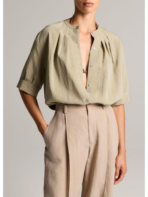 Vince Gathered A-Line Button-Front Shirt