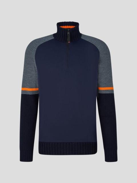 BOGNER Vades hybrid half-zippered sweater in Blue