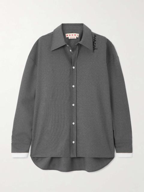 Embroidered wool shirt Gray