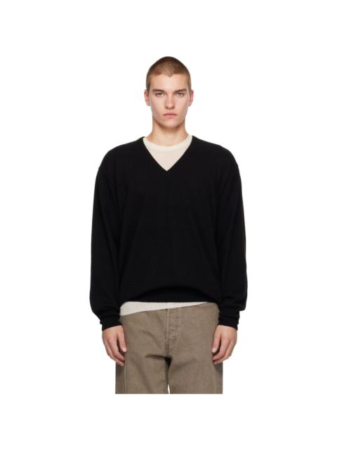 ssstein Black Pure Cashmere V-Neck Sweater