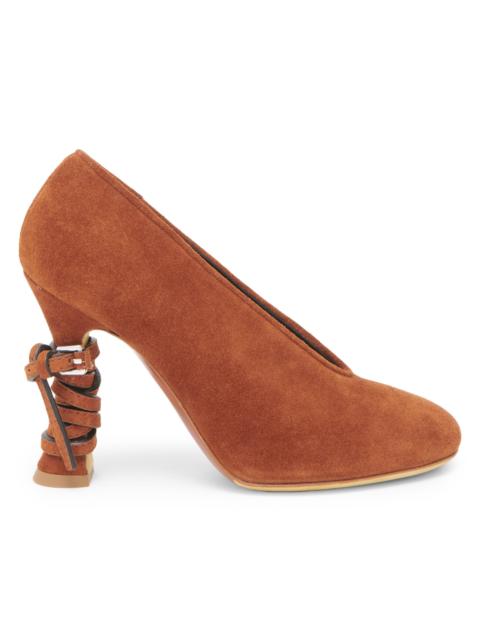 Moschino Women's Duck 100M Wrap Suede Pumps - Rust
