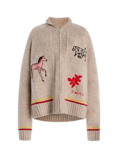 SIEDRÉS Niasa Embroidered Wool-Blend Knit Cardigan multi