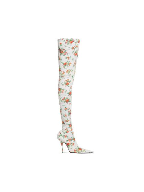BALENCIAGA knife 110mm over-the-knee boot paper crush floral printed
