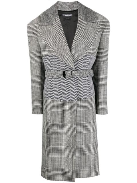 TOM FORD houndstooth-pattern belted coat