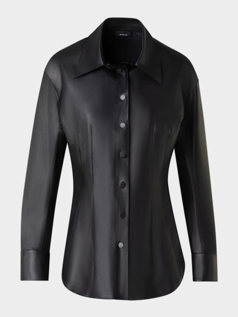 AKRIS Nappa Leather Fitted Blouse