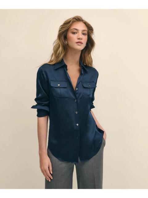 Brooks Brothers Relaxed Utility Blouse in Washable Silk