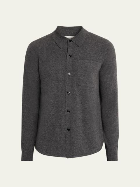 Dries Van Noten Men's Monaco Cashmere Knit Pocket Button-Down Shirt