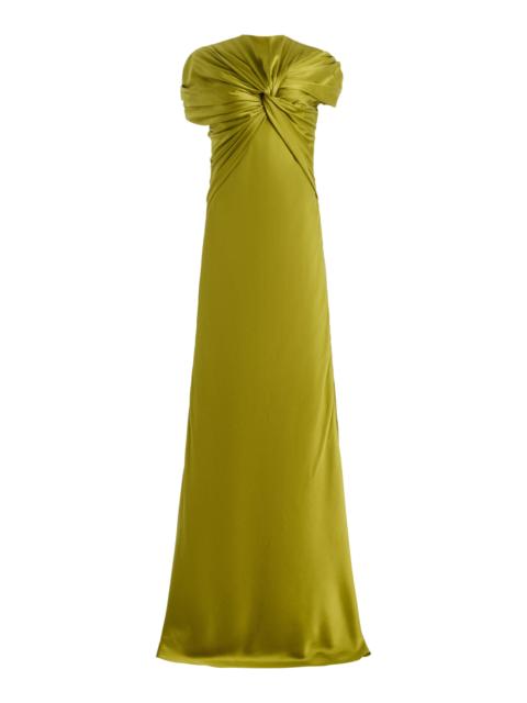 deme Exclusive The Clover Twisted Silk-Satin Maxi Dress