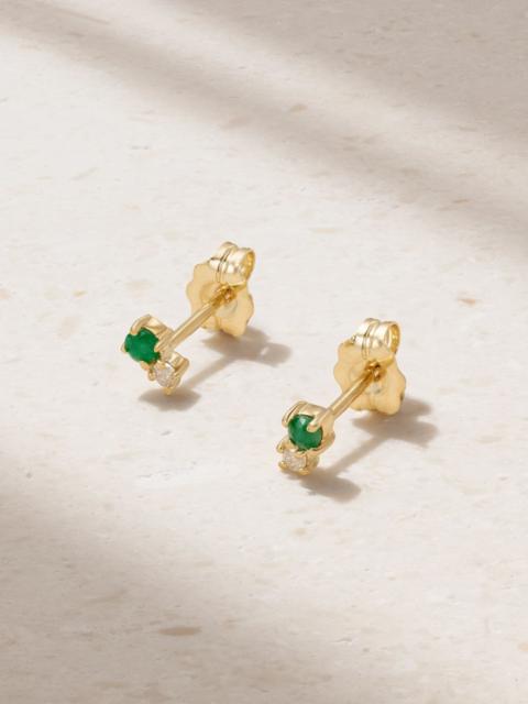 STONE AND STRAND Green Goddess Buddy 14-karat gold, emerald and diamond earrings Gold