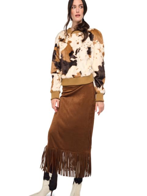 NORMA KAMALI FRINGE SKIRT TO MIDCALF