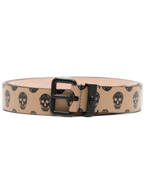 Alexander McQueen Alexander McQueen Skull Buckle Belt Black/Beige