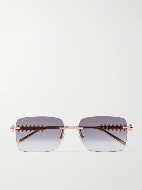 Cartier Clash de Cartier Rimless Rectangular-Frame Gold-Tone Sunglasses