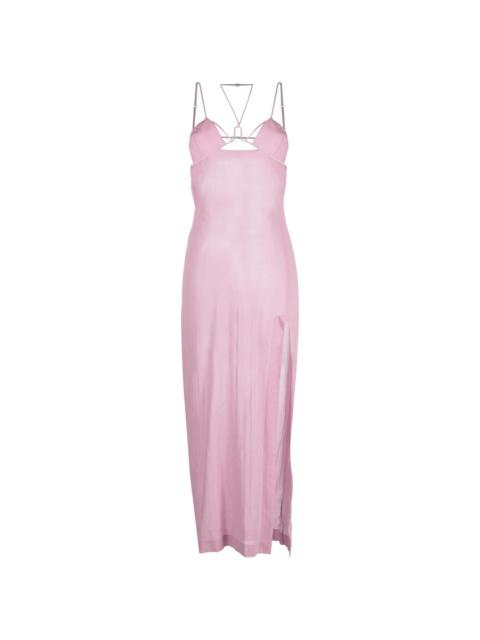 cut-out semi-sheer maxi dress