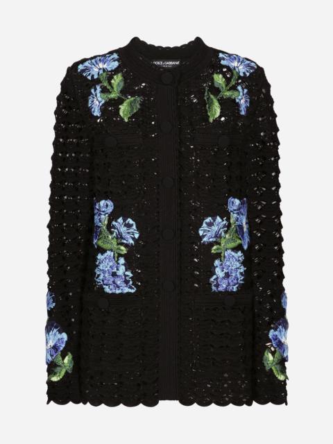 Dolce & Gabbana Crochet cardigan with bluebell embroidery