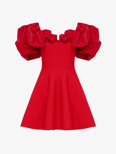 Alexander McQueen Women's Hybrid Ruffled Mini Dress in Red/black
