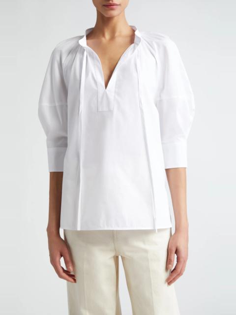 Max Mara Carpi Puff Sleeve Cotton Poplin Top