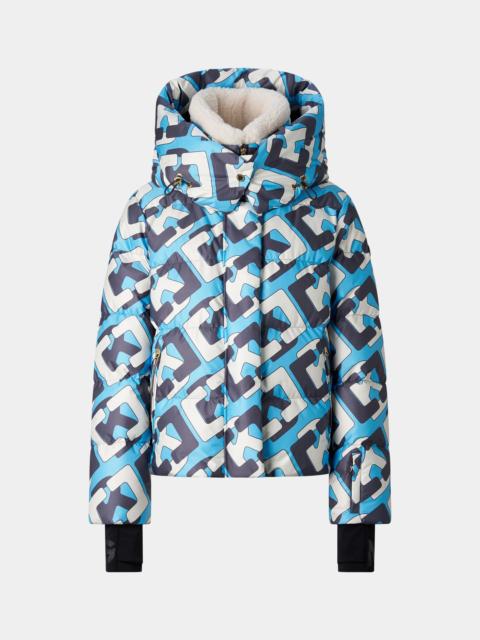 BOGNER Naia Down Ski Jacket in Cyan Blue/Navy/White