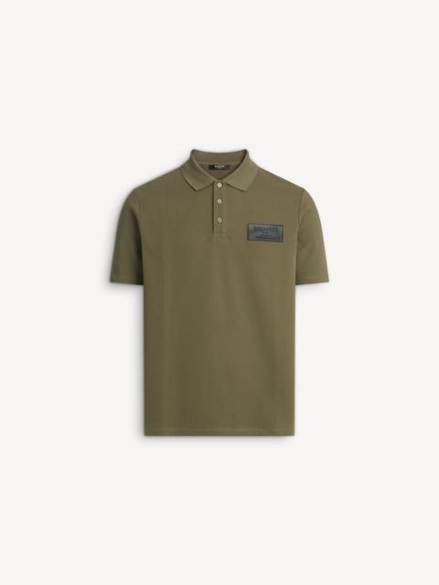 Balmain Cotton polo shirt with leather Balmain Vintage label