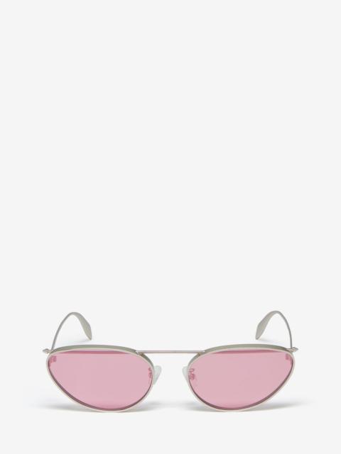 Alexander McQueen Women's Front Piercing Cat-eye Sunglasses in Silver/pink