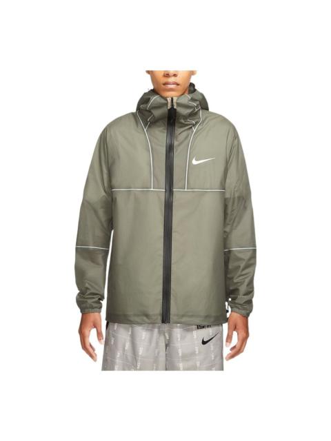 Nike Men's Nike Casual Blue Logo Printing Hooded Jacket Light Army Green DD3798-320