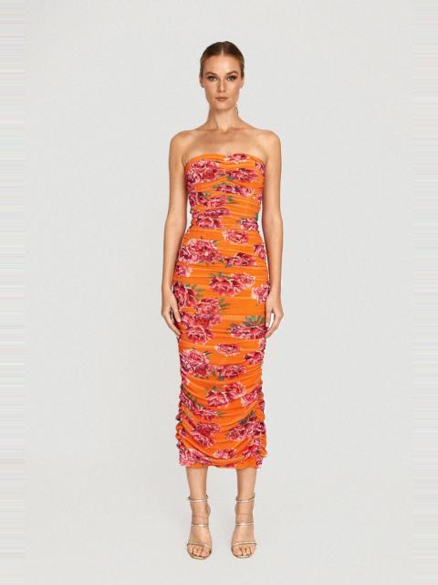 SAU LEE FARRAH RUCHED MIDI DRESS