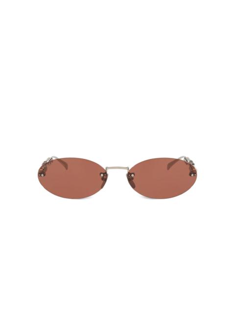GUCCI pearl-embellished oval-frame sunglasses